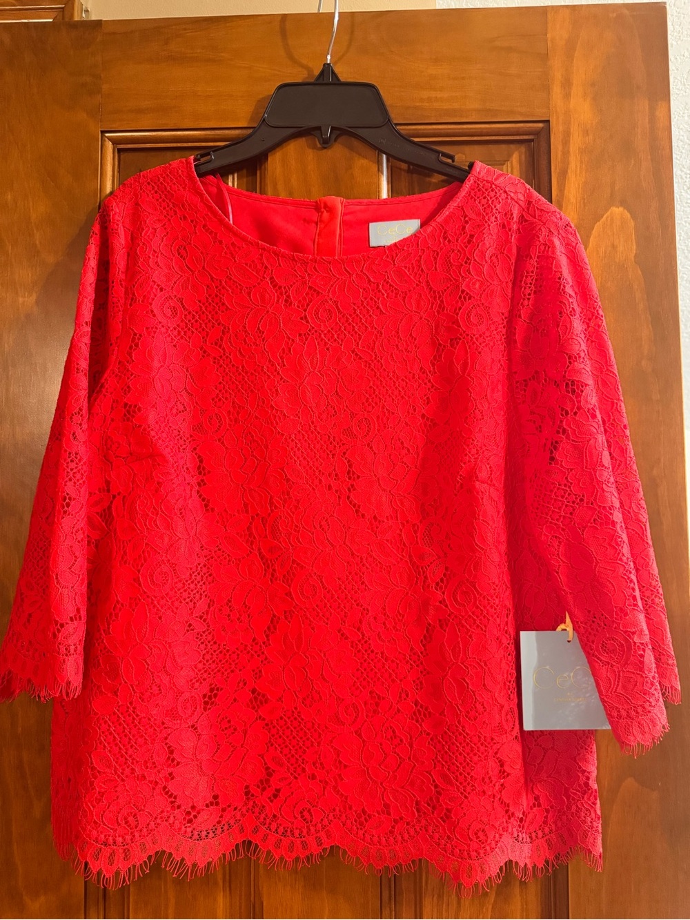CeCe Red Lace Blouse